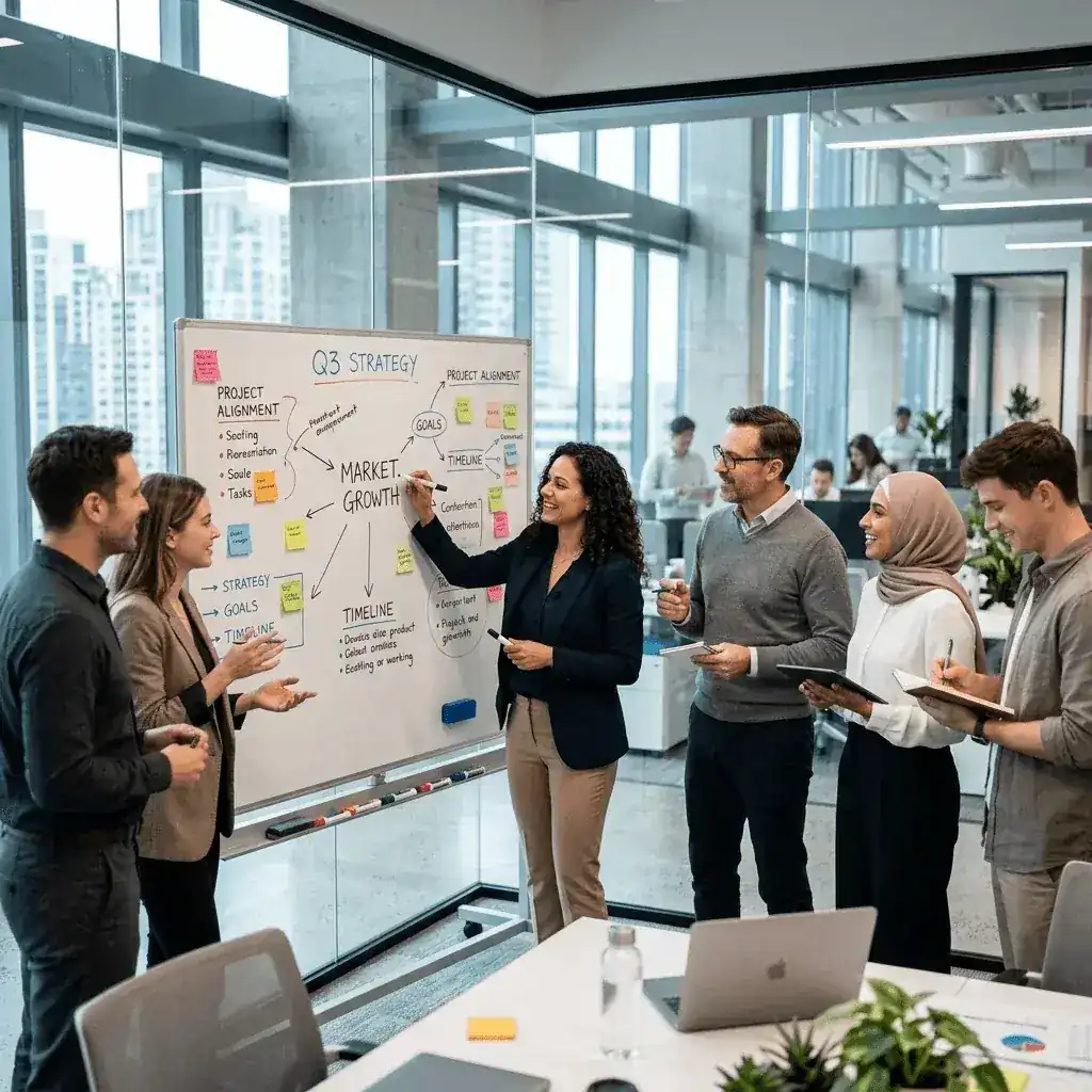 Team collaboration whiteboard meeting